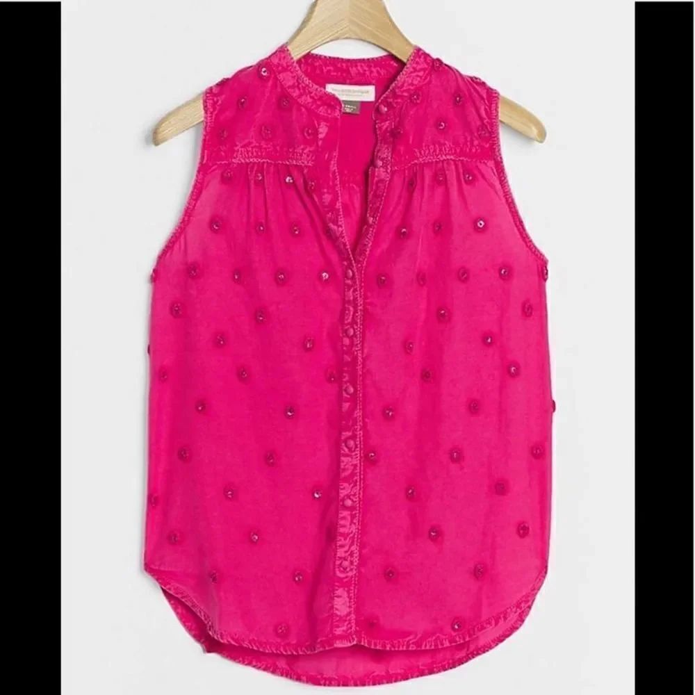 Pilcro Adira Pink Textured Button-Down Small